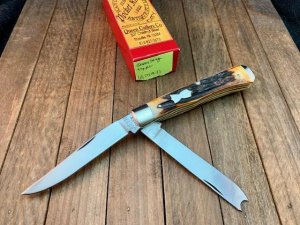 Queen City Cutlery Razor Trapper, Beautiful Stag Handles (BDSM7)