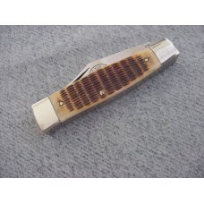 Vintage Queen(Crown) U.S.A., 1983, Etched, Pick-Bone Quee Handle Gunstock Pattern Pocket Knife Vintage Queen(Crown) U.S.A., 1983, Etched, Pick-Bone Quee Handle Gunstock Pattern Pocket Knife