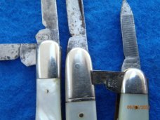 3 Pearl knives for repair Cattaraugus Whittler, New York Knife Co Whittler , Sword Brand  Camillus