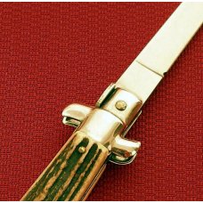 Italian Style Design AUTOMATIC / SWITCHBLADE Genuine Stag Swivel Bolster Release 8 3/4" Knife 1980's