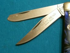 BLUE INDIAN HEAD TRAPPER HUNTING SKINNING SURVIVAL FOLDING POCKET KNIFE KNIVES BLUE INDIAN HEAD TRAPPER HUNTING SKINNING SURVIVAL FOLDING POCKET KNIFE KNIVES