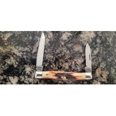 Case XX Stainless USA 3 Dot (1977) Stag 5233 SSP Blue Scroll Pen Knife Case XX Stainless USA 3 Dot (1977) Stag 5233 SSP Blue Scroll Pen Knife