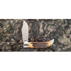 Case XX Hand Made USA 3 Dot (1977) Stag 5172 SSP Blue Scroll Clasp Knife Case XX Hand Made USA 3 Dot (1977) Stag 5172 SSP Blue Scroll Clasp Knife