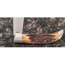 Case XX Hand Made USA 3 Dot (1977) Stag 5172 SSP Blue Scroll Clasp Knife Case XX Hand Made USA 3 Dot (1977) Stag 5172 SSP Blue Scroll Clasp Knife