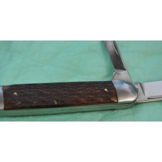 Royal Brand USA 2 Blade Equal End 41/4" Closed Honey Brown Jigged Bone 1930's Long Pull Mirror Polis Royal Brand USA 2 Blade Equal End 41/4" Closed Honey Brown Jigged Bone 1930's Long Pull Mirror Polis