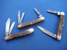 Lot of 3 Schrade Old Timer 720T & 1040T 2 Blade Folding Pocket Knife 1080T 3 Blade Stockman USA MADE