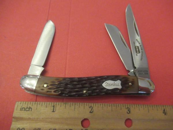 Schrade Razor Blade Stainless Delrin Handle Stockman Pattern # 825 Schrade Razor Blade Stainless Delrin Handle Stockman Pattern # 825