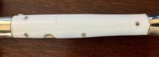 Jeremy Kreis (JTK) Batwing Rizzuto Estileto Milano Switchblade Clone, White Plastic Handle, Unused Jeremy Kreis (JTK) Batwing Rizzuto Estileto Milano Switchblade Clone, White Plastic Handle, Unused