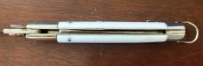 Jeremy Kreis (JTK) Batwing Rizzuto Estileto Milano Switchblade Clone, White Plastic Handle, Unused Jeremy Kreis (JTK) Batwing Rizzuto Estileto Milano Switchblade Clone, White Plastic Handle, Unused