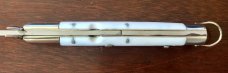 Jeremy Kreis (JTK) Batwing Rizzuto Estileto Milano Switchblade Clone, White Plastic Handle, Unused Jeremy Kreis (JTK) Batwing Rizzuto Estileto Milano Switchblade Clone, White Plastic Handle, Unused