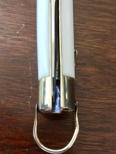 Jeremy Kreis (JTK) Batwing Rizzuto Estileto Milano Switchblade Clone, White Plastic Handle, Unused Jeremy Kreis (JTK) Batwing Rizzuto Estileto Milano Switchblade Clone, White Plastic Handle, Unused