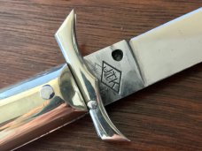 Jeremy Kreis (JTK) Batwing Rizzuto Estileto Milano Switchblade Clone, White Plastic Handle, Unused Jeremy Kreis (JTK) Batwing Rizzuto Estileto Milano Switchblade Clone, White Plastic Handle, Unused