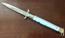 Jeremy Kreis (JTK) Batwing Rizzuto Estileto Milano Switchblade Clone, White Plastic Handle, Unused Jeremy Kreis (JTK) Batwing Rizzuto Estileto Milano Switchblade Clone, White Plastic Handle, Unused