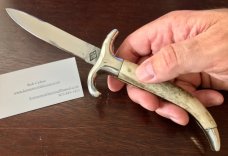 Jeremy Kreis (JTK) Bolster Release Switchblade, Bone Handle, Unused 
