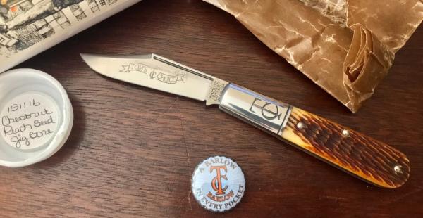 Great Eastern Cutlery Tidioute #151116 TC Barlow, Chestnut Peach Seed Jig Bone Handle, New (GEC 15) Great Eastern Cutlery Tidioute #151116 TC Barlow, Chestnut Peach Seed Jig Bone Handle, New (GEC 15)