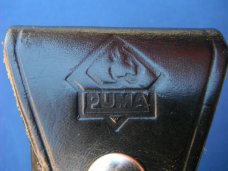 Genuine Puma German Black Leather Belt Pouch / Knife case for a folding pocket knife. Folding Knives Genuine Puma German Black Leather Belt Pouch / Knife case for a folding pocket knife. Folding Knives