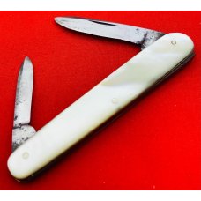 Vintage SOUTHINGTON CUT CO Sleeveboard Shadow Pen Folding Pocket Knife c.1867-1905 MOP