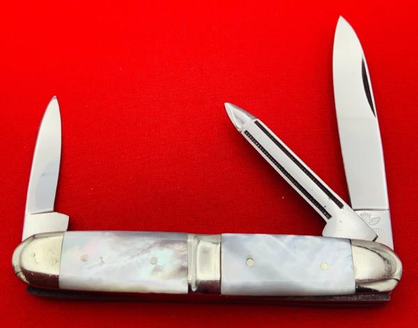 Vintage BOOTH BROS CELEBRATED 3-Blade Stockman Folding Pocket Knife Likely Reproduction NM MOP Vintage BOOTH BROS CELEBRATED 3-Blade Stockman Folding Pocket Knife Likely Reproduction NM MOP