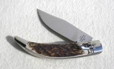 NEW 2021 A.G.A CAMPOLIN 8.5" DIANA LEVER LOCK GENUINE STAG, NICKEL SILVER BOLSTERS, LEATHER SHEATH