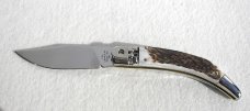 NEW 2021 A.G.A CAMPOLIN 8.5" DIANA LEVER LOCK GENUINE STAG, NICKEL SILVER BOLSTERS, LEATHER SHEATH