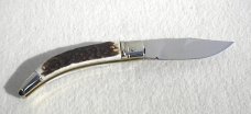 NEW 2021 A.G.A CAMPOLIN 8.5" DIANA LEVER LOCK GENUINE STAG, NICKEL SILVER BOLSTERS, LEATHER SHEATH