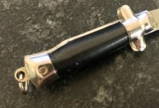 Miniature (Mini) Switchblade Keychain Knife, Made By Farfalli, Black Bambi Marked Handle, Used Miniature (Mini) Switchblade Keychain Knife, Made By Farfalli, Black Bambi Marked Handle, Used