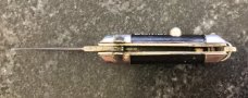 Miniature (Mini) Switchblade Keychain Knife, Made By Farfalli, Black Bambi Marked Handle, Used Miniature (Mini) Switchblade Keychain Knife, Made By Farfalli, Black Bambi Marked Handle, Used