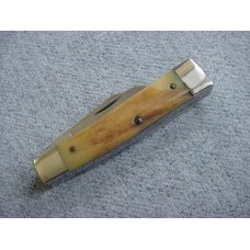 Vintage Queen(Crown Q) U.S.A., 1984, Etched, Genuine Stag Handle Gunstock Pattern Pocket Knife Vintage Queen(Crown Q) U.S.A., 1984, Etched, Genuine Stag Handle Gunstock Pattern Pocket Knife