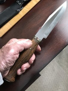 Large Hunter/Bowie Knife, with sheath, USA maker, hand made complete Large Hunter/Bowie Knife, with sheath, USA maker, hand made complete