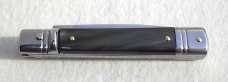 NEW OLD STOCK AKC 8" SLIMLINE LEVERLOCK SWEDGE BLADE, GENUINE BRAZILIAN HORN MANIAGO ITALY