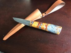 Hand crafted Puukko includes hand made sheath, USA maker