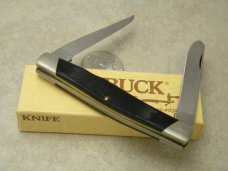 Buck USA Model # 313 Black Saw Cut Delrin Muskrat Knife c.Pre-1986 - NIB