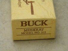 Buck USA Model # 313 Black Saw Cut Delrin Muskrat Knife c.Pre-1986 - NIB