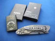 U.S Army Zippo Lighter & U.S Army Tactical Folding Knife Go Army!!! Zippo Bradford, PA U.S.A. !!! U.S Army Zippo Lighter & U.S Army Tactical Folding Knife Go Army!!! Zippo Bradford, PA U.S.A. !!!