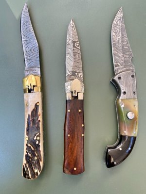 (Lot of 3) Damascus Automatics w/File Work IMPORT