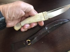 Puukko with stag and Cru Forge V steel blade custom fit sheath, USA maker Puukko with stag and Cru Forge V steel blade custom fit sheath, USA maker