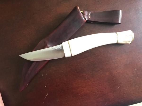 Puukko with stag and Cru Forge V steel blade custom fit sheath, USA maker Puukko with stag and Cru Forge V steel blade custom fit sheath, USA maker