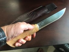 Large Leuko Knife, blued “shear” steel blade and custom fit sheath included USA maker Large Leuko Knife, blued “shear” steel blade and custom fit sheath included USA maker