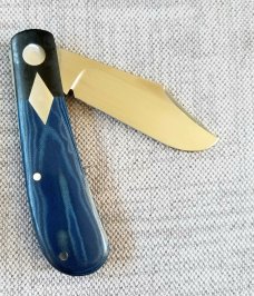 Michael du Pleesis Lanny Clip Knife,3.5"  Blue Linen Micarta, black g10 and N690,coa slip new