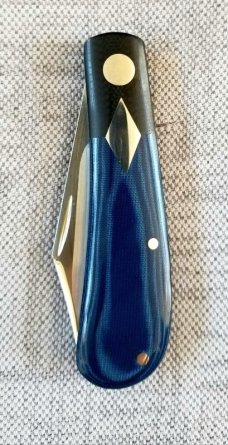 Michael du Pleesis Lanny Clip Knife,3.5"  Blue Linen Micarta, black g10 and N690,coa slip new
