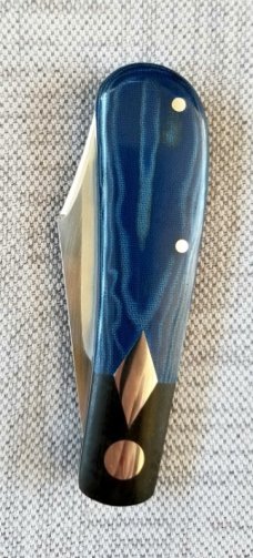 Michael du Pleesis Lanny Clip Knife,3.5"  Blue Linen Micarta, black g10 and N690,coa slip new