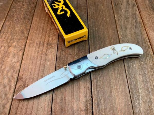 Browning Buckmark White Micarta Seki Japan Made Browning Buckmark White Micarta Seki Japan Made