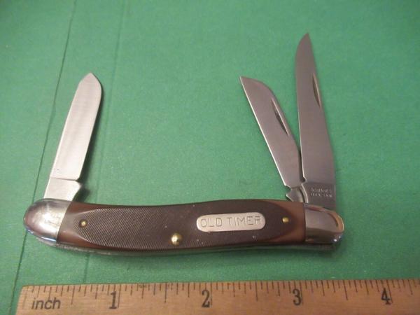 Schrade USA Old Timer Rough Saw Brown Delrin Handle Stockman Pattern # 980t Schrade USA Old Timer Rough Saw Brown Delrin Handle Stockman Pattern # 980t