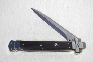 NEW OLD STOCK A.G.A. CAMPOLIN 11" MALTESE CROSS AFRICAN EBONY WOOD STILETTO - LEATHER POUCH