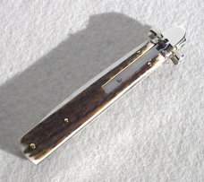 NEW A.G.A. CAMPOLIN 9" DOMINUS GENUINE STAG LEVER LOCK, NICKEL SILVER BOLSTERS - WITH BOX