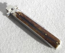 NEW A.G.A. CAMPOLIN 9" DOMINUS GENUINE STAG LEVER LOCK, NICKEL SILVER BOLSTERS - WITH BOX