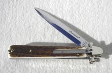 NEW A.G.A. CAMPOLIN 9" DOMINUS GENUINE STAG LEVER LOCK, NICKEL SILVER BOLSTERS - WITH BOX