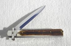 NEW A.G.A. CAMPOLIN 9" DOMINUS GENUINE STAG LEVER LOCK, NICKEL SILVER BOLSTERS - WITH BOX