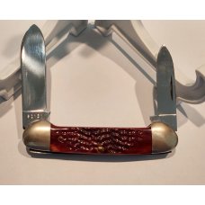 Case XX USA 3 Dot 1977 Pretty Red Jigged Bone 62131 Etched Canoe Knife Case XX USA 3 Dot 1977 Pretty Red Jigged Bone 62131 Etched Canoe Knife