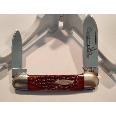 Case XX USA 3 Dot 1977 Pretty Red Jigged Bone 62131 Etched Canoe Knife Case XX USA 3 Dot 1977 Pretty Red Jigged Bone 62131 Etched Canoe Knife